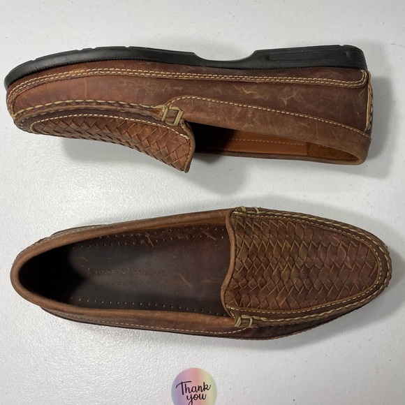Johnston & Murphy Tan Woven Leather Loafers Size 9.5M SB-20